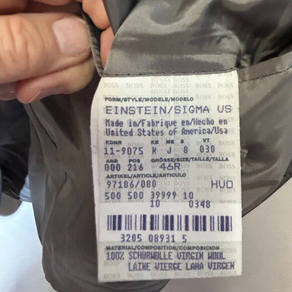Boss Hugo Boss Einstein Gray Wool Single Breasted 3 Button Suit Jacket Size 46R - Picture 8 of 14